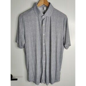 State & Liberty Shirt Mens L Gray Athletic Fit Stretch Short Sleeve Button Up